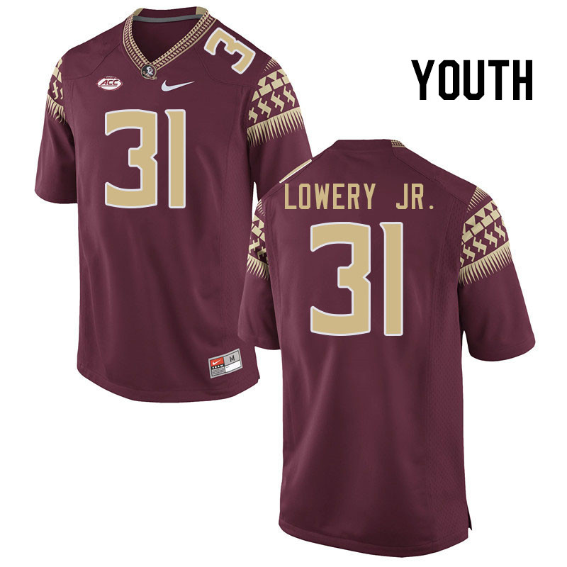 Youth #31 Solomon Lowery Jr. Florida State Seminoles College Football Jerseys Stitched Sale-Garnet
